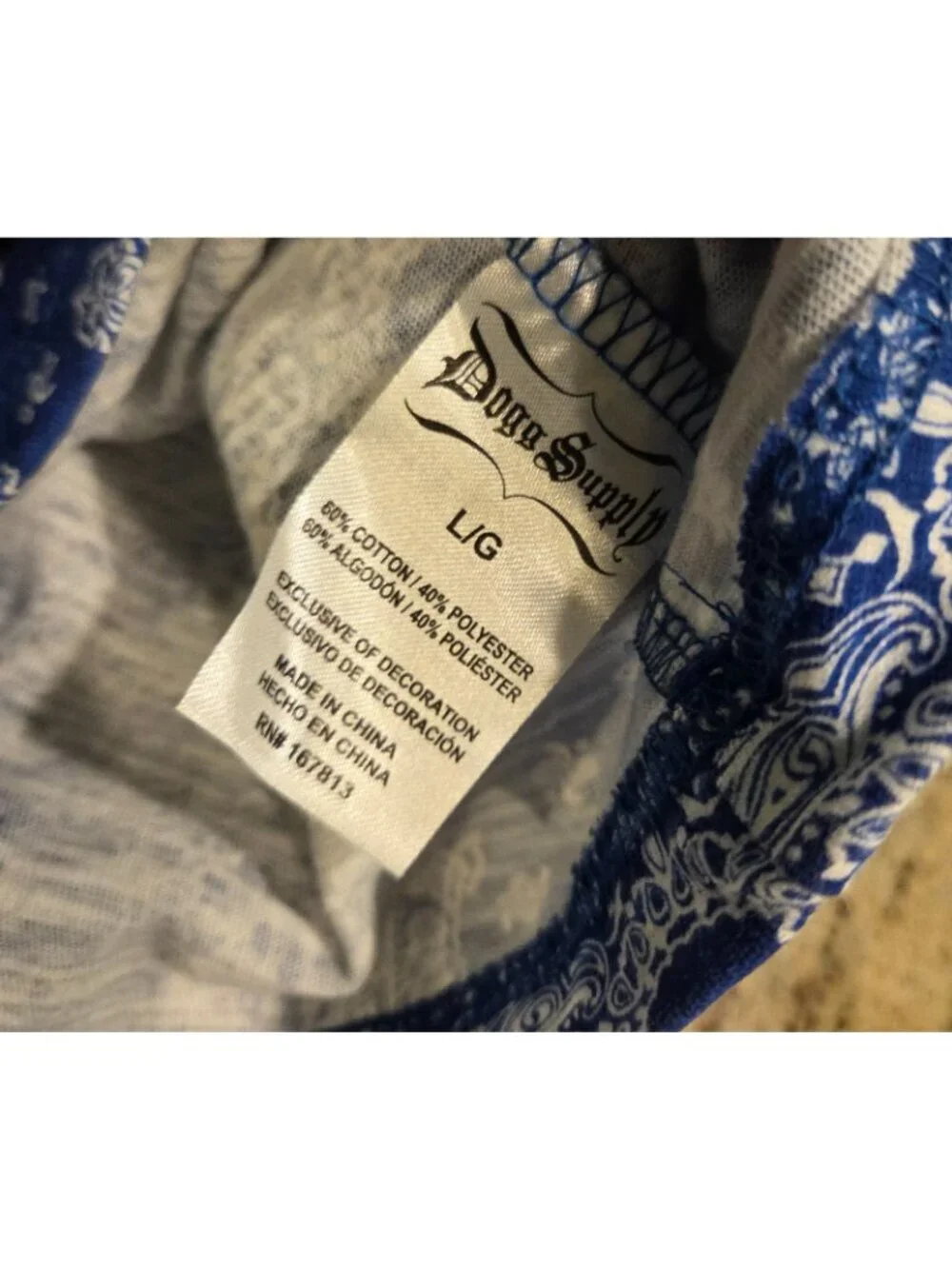 Snoop Dogg Pajamas Men's L Royal ocean Bandana Dogg 93 Shorts  Notch Collar